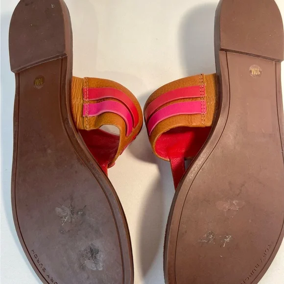 Tory Burch Leigh Tumbled Calf Leather Thong Sandals size 10 - Picture 5 of 6